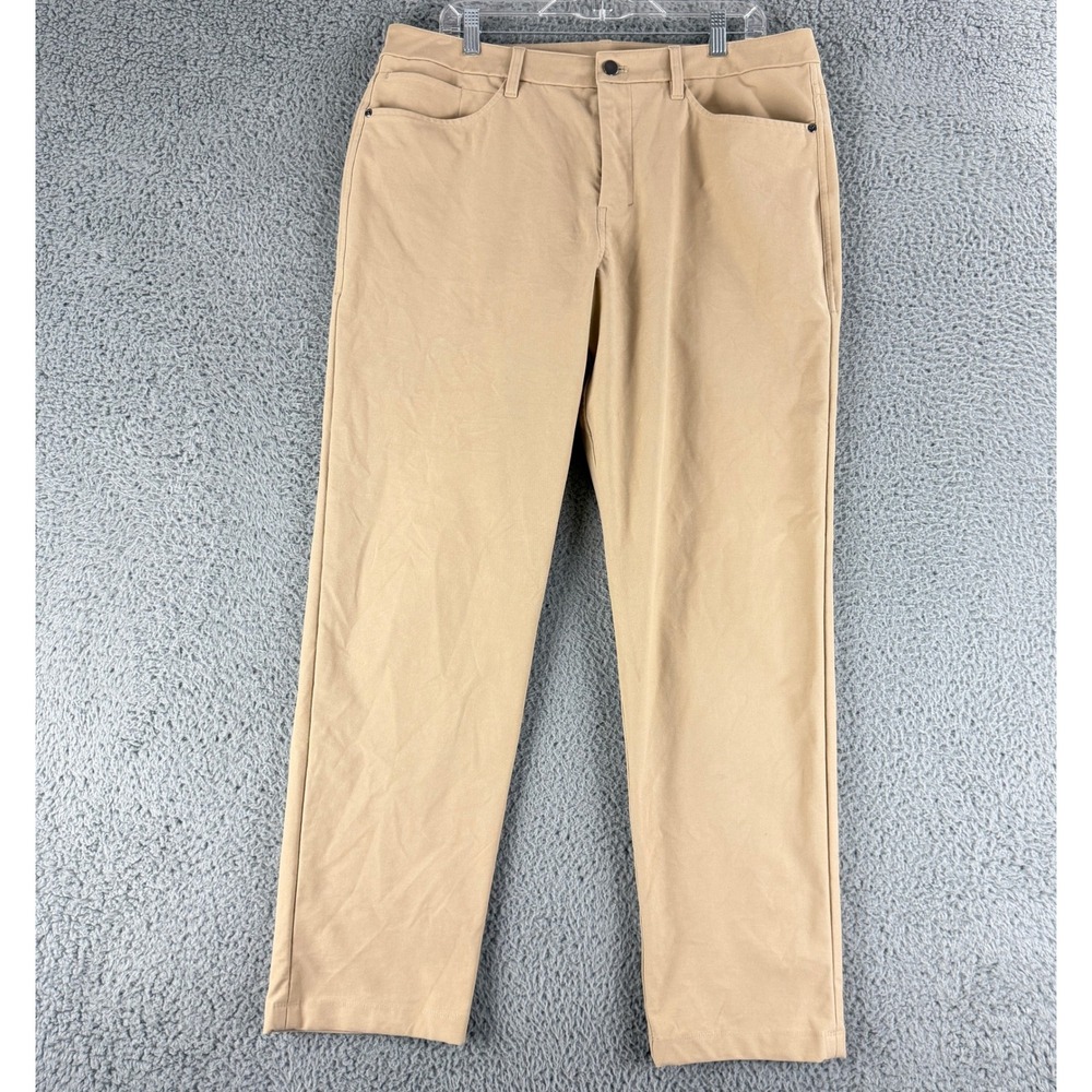 Lululemon Commission Slim Fit Pant Mens 36 Tan Warpstreme Chino Trouser Stretch